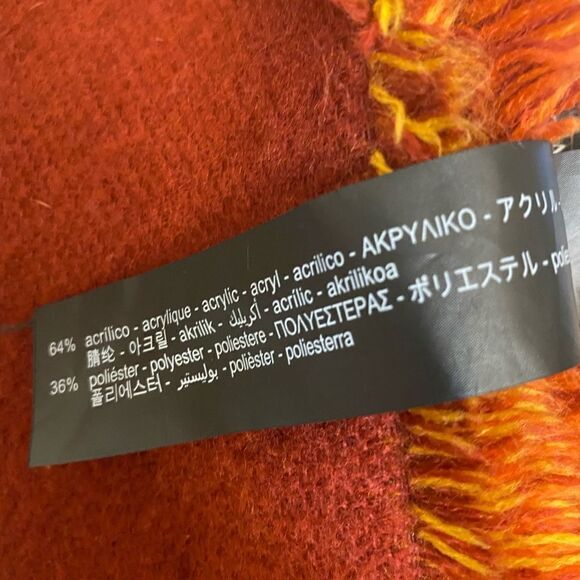 ZARA ACCESSORIES color blocked fall Orange Gold copper Oversized Scarf 31x78” - Picture 8 of 12